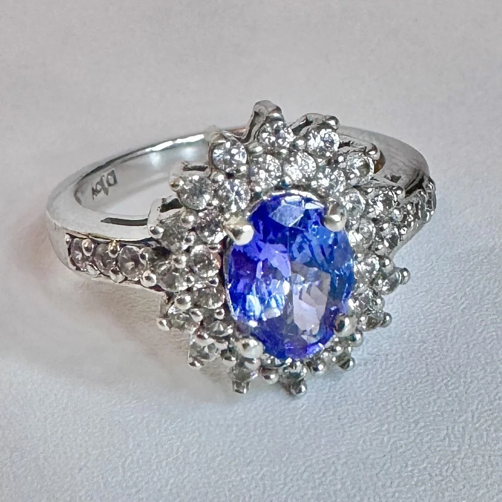 Tanzanite & Moissanite Sterling Silver Ring (7)